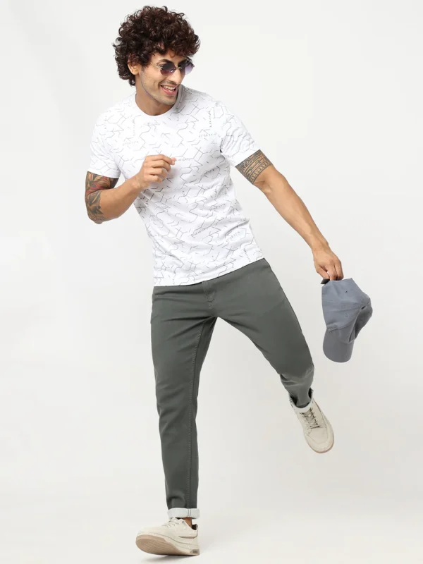 White Overall Printed Cotton T-shirt