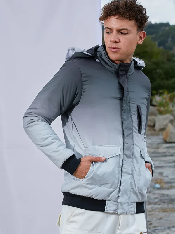 Ombre Puffer Jacket With Fleece Hood - Image 3