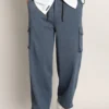 Heathered-Relaxed Cargo Trousers - Image 4