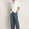 Heathered-Relaxed Cargo Trousers - Image 2