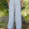 Solid Parachute Cargo Pants - Image 4
