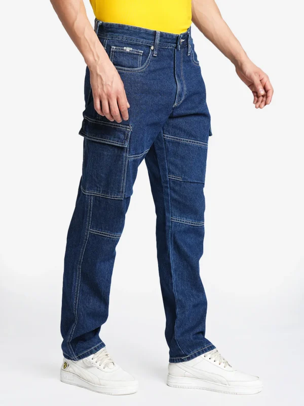 Blue Relax Fit Cargo Pants - Image 5