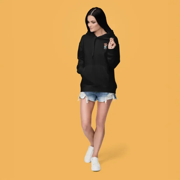 Beach Teddy Black Oversized Hoodie (Heavyweight) - Image 3