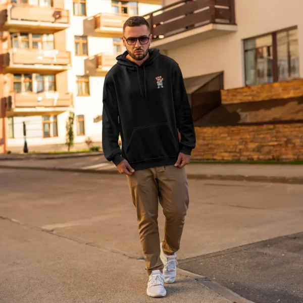 Beach Teddy Black Oversized Hoodie (Heavyweight) - Image 2