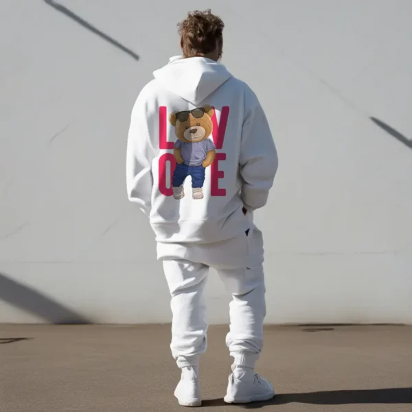 Love Teddy White Oversized Hoodie (Heavyweight) - Image 3